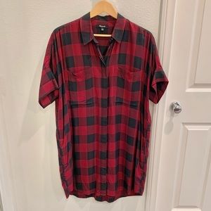 Madewell red/black Buffalo check shirt dress
